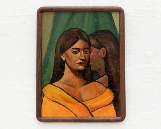 HAND-PAINTED JIGSAW PUZZLE - #1999, "SISTERS" - 26" H X 20" W