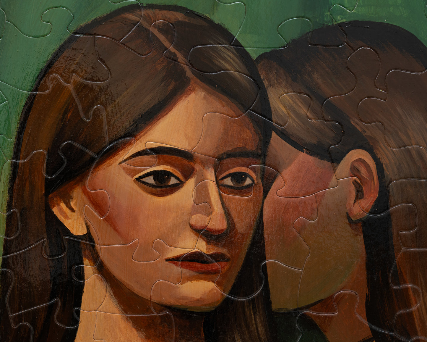 HAND-PAINTED JIGSAW PUZZLE - #1999, "SISTERS" - 26" H X 20" W