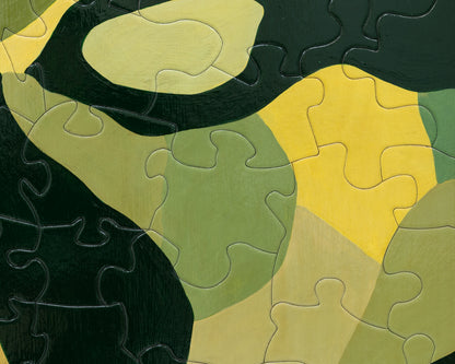 HAND-PAINTED JIGSAW PUZZLE - #2007, "ABSTRACT - CUCUMBER WATER" - 26" H X 20" W