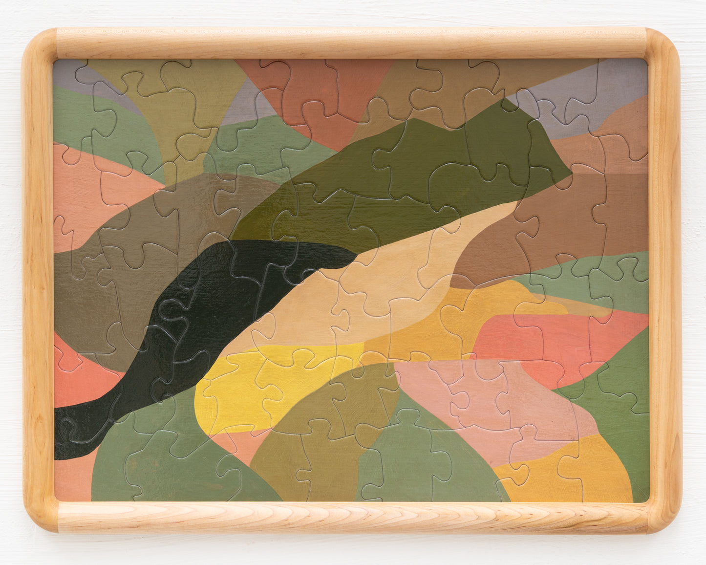 HAND-PAINTED JIGSAW PUZZLE - #2011, "ABSTRACT - LONG HIKE" - 20" H X 26" W