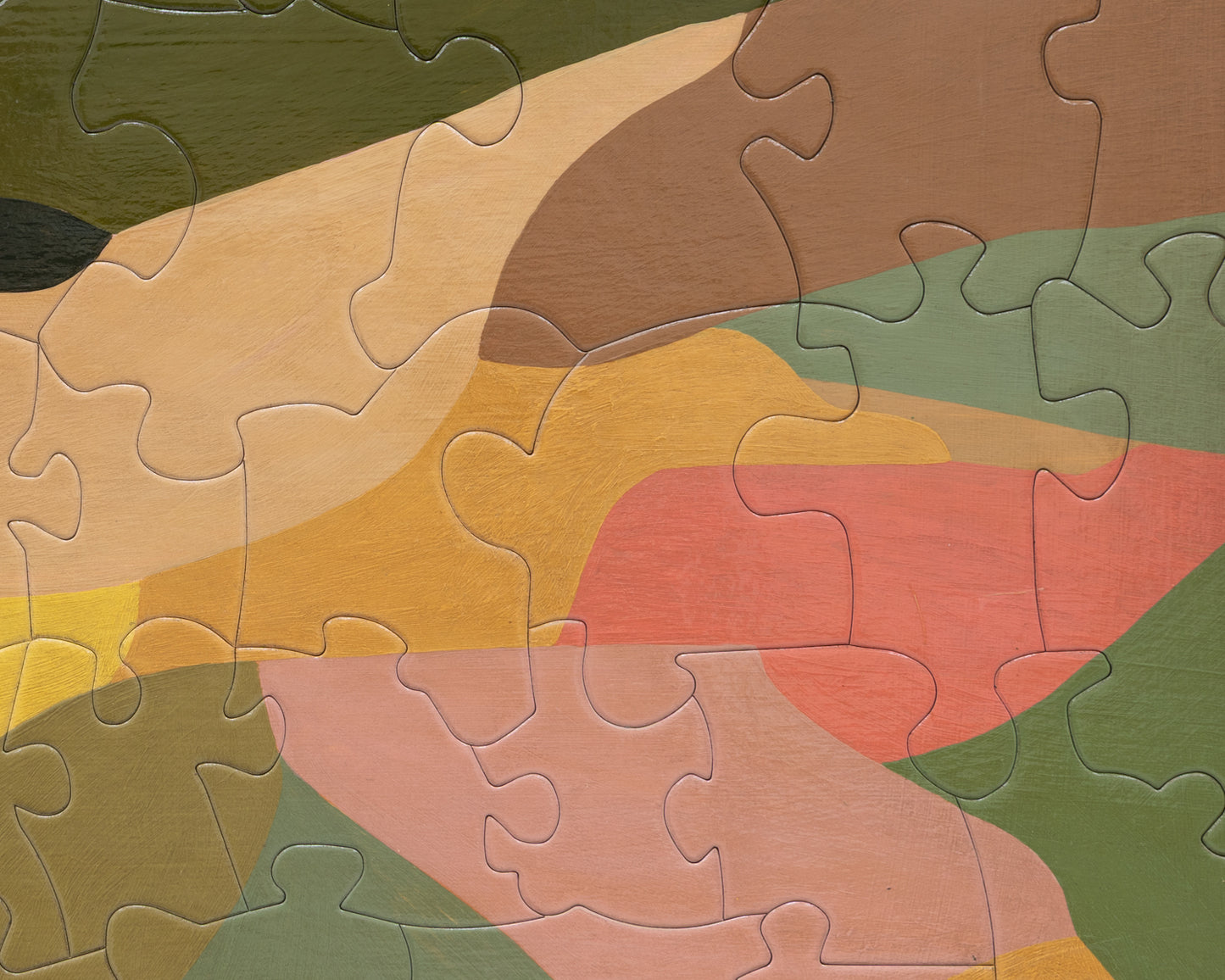 HAND-PAINTED JIGSAW PUZZLE - #2011, "ABSTRACT - LONG HIKE" - 20" H X 26" W