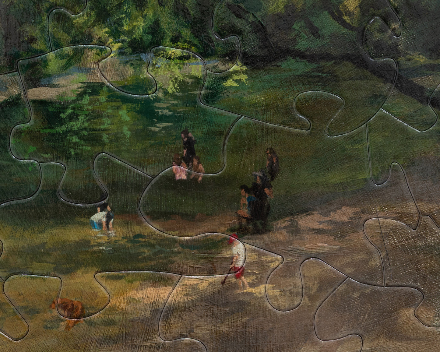 HAND-PAINTED JIGSAW PUZZLE - #2015, "QUIET CREEK" - 26" H X 20" W