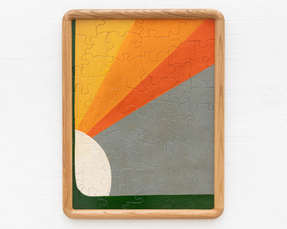 HAND-PAINTED JIGSAW PUZZLE - #2018, "ABSTRACT - GAME ON" - 26" H X 20" W