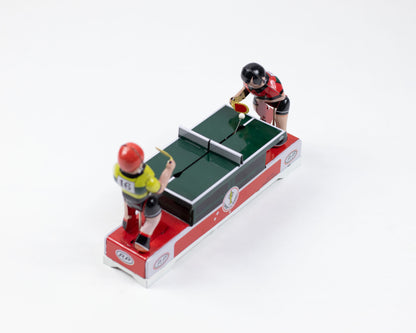 VINTAGE TIN TABLE TENNIS WIND-UP TOY - WORKS!