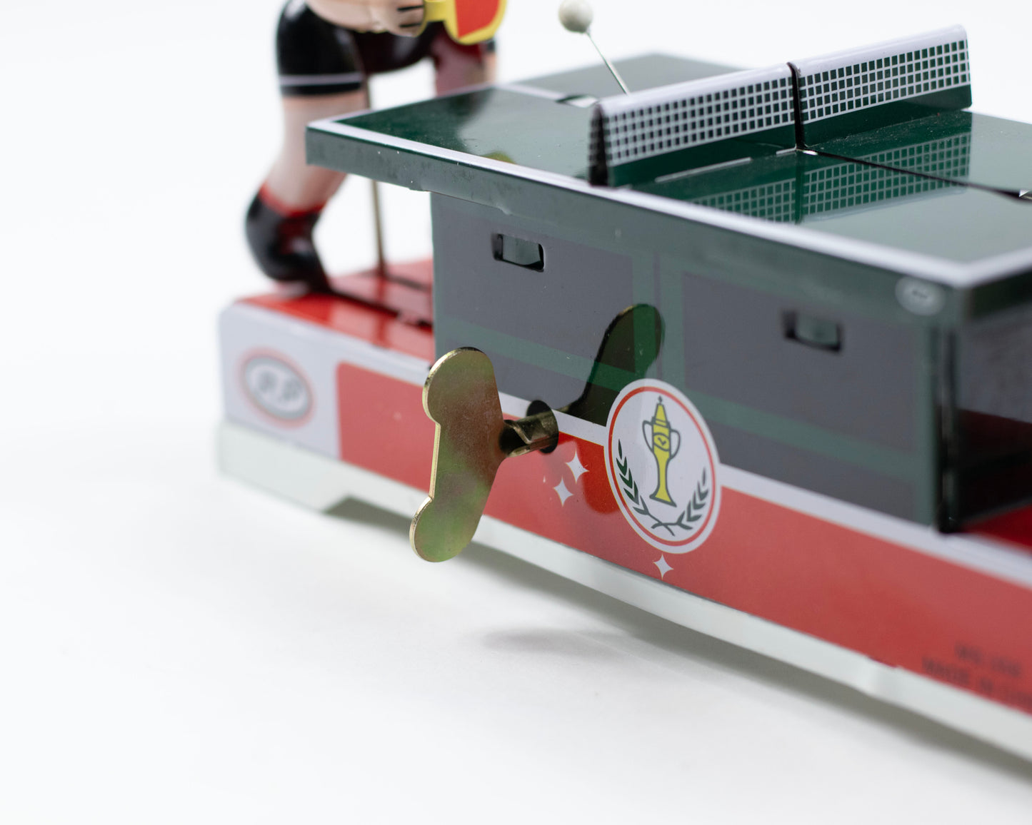 VINTAGE TIN TABLE TENNIS WIND-UP TOY - WORKS!