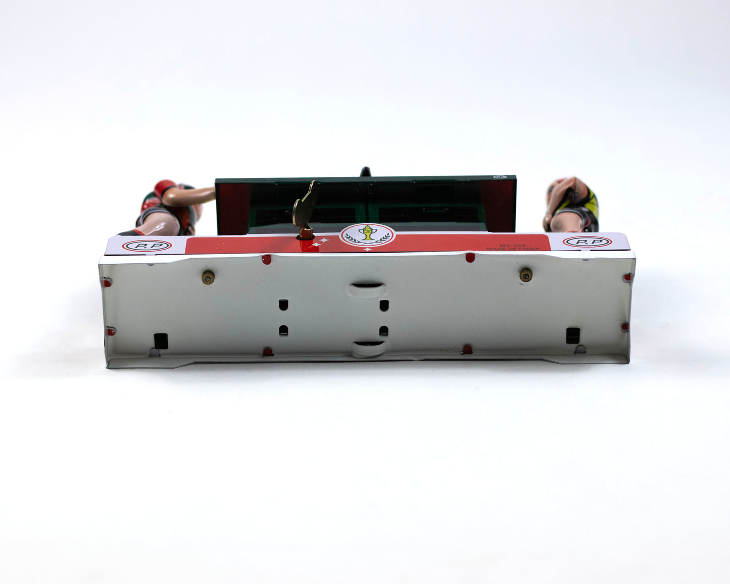 VINTAGE TIN TABLE TENNIS WIND-UP TOY - WORKS!