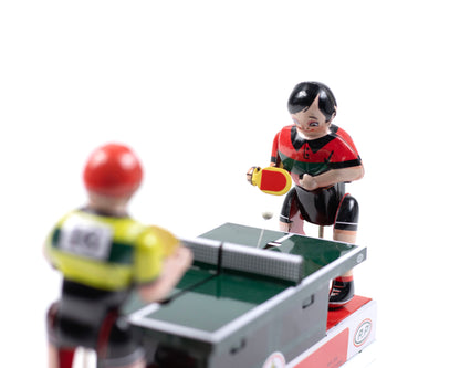 VINTAGE TIN TABLE TENNIS WIND-UP TOY - WORKS!