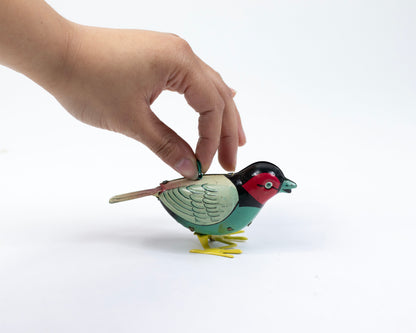 VINTAGE TIN WIND-UP BIRD TOY