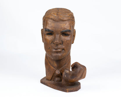 VINTAGE LIFE-SIZE SCULPTURAL MALE HEAD