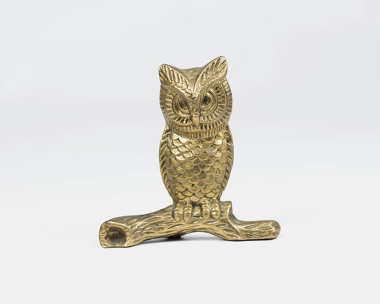 VINTAGE SOLID BRASS OWL FIGURINE