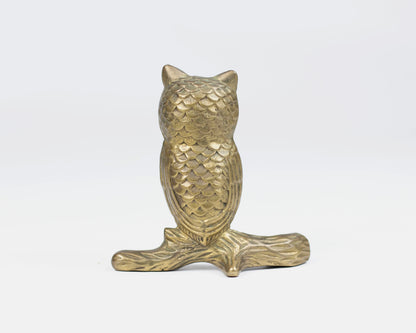 VINTAGE SOLID BRASS OWL FIGURINE
