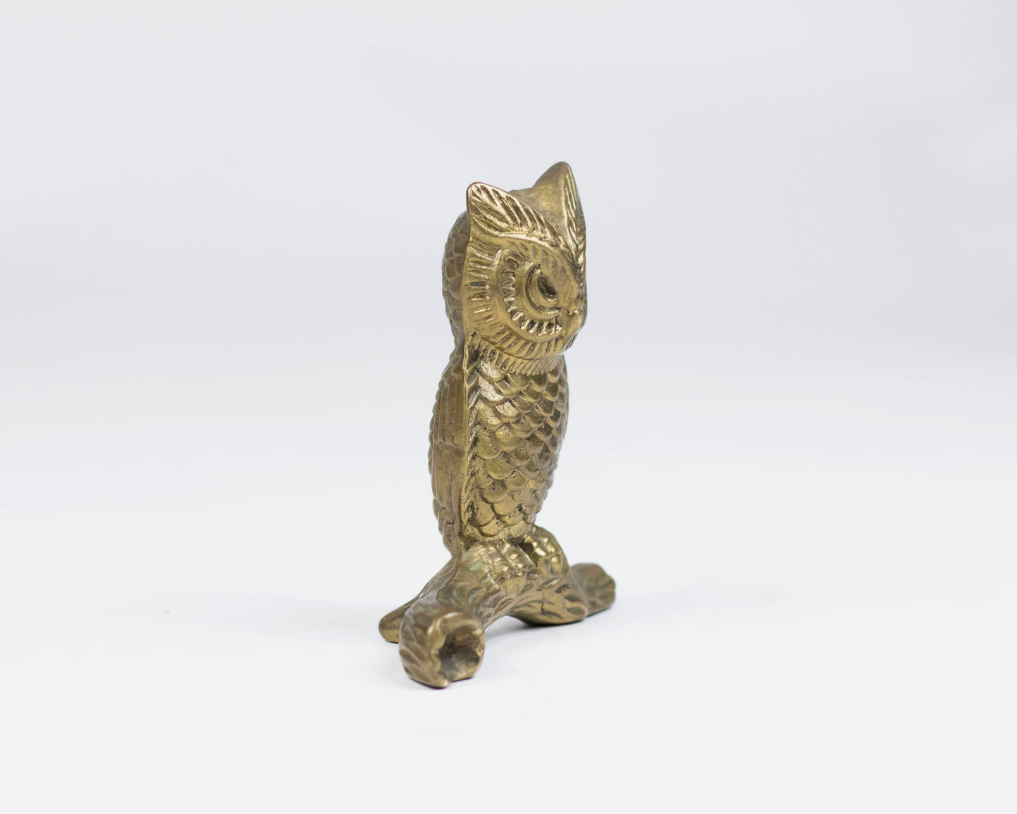 VINTAGE SOLID BRASS OWL FIGURINE