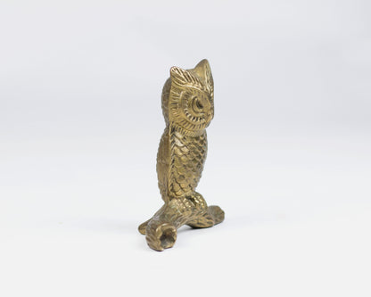 VINTAGE SOLID BRASS OWL FIGURINE