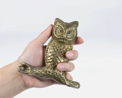 VINTAGE SOLID BRASS OWL FIGURINE