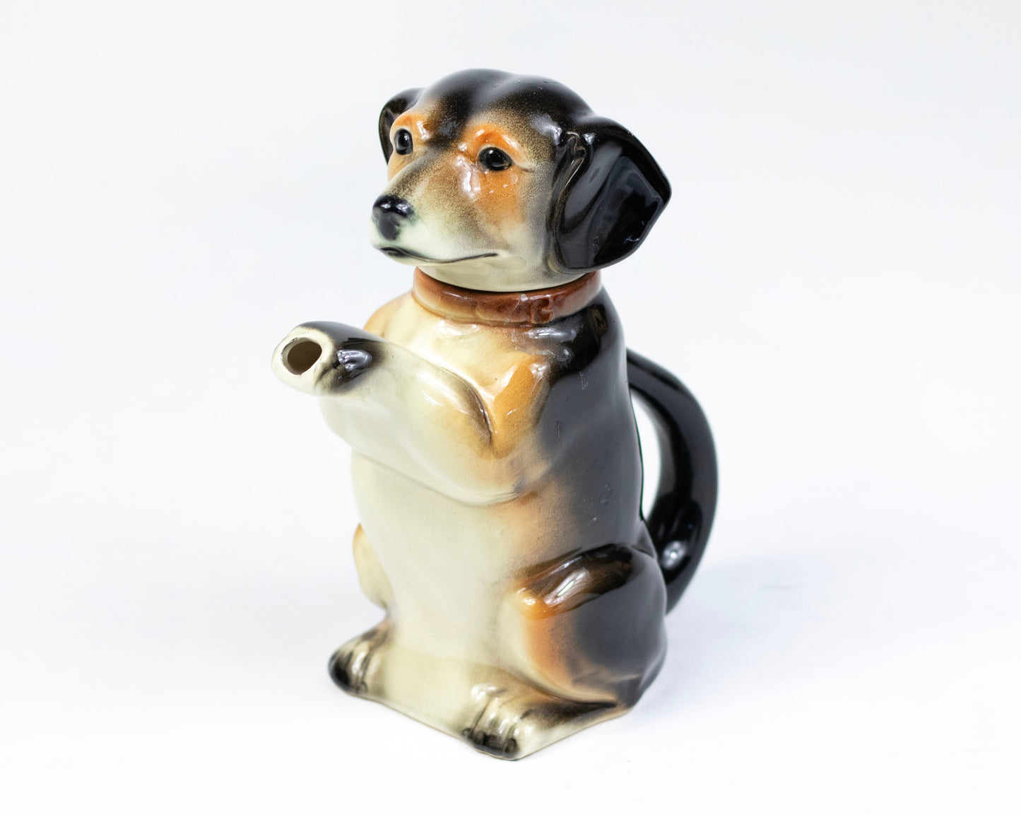 VINTAGE MID-CENTURY GERMAN PORCELAIN DACHSHUND TEAPOT