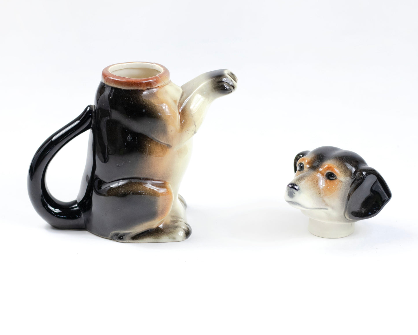 VINTAGE MID-CENTURY GERMAN PORCELAIN DACHSHUND TEAPOT