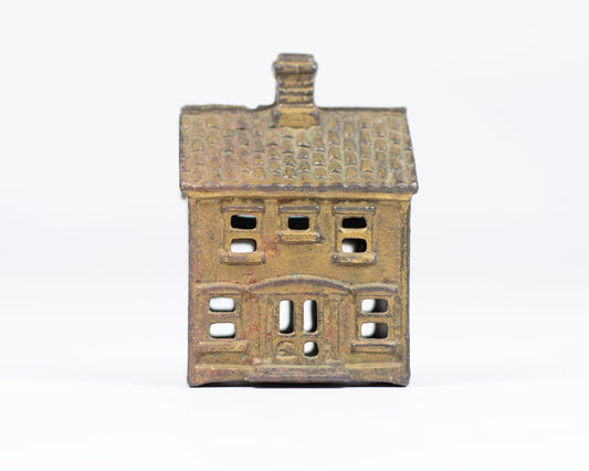 VINTAGE 1930S A.C. WILLIAMS CAST IRON COLONIAL HOME COIN BANK