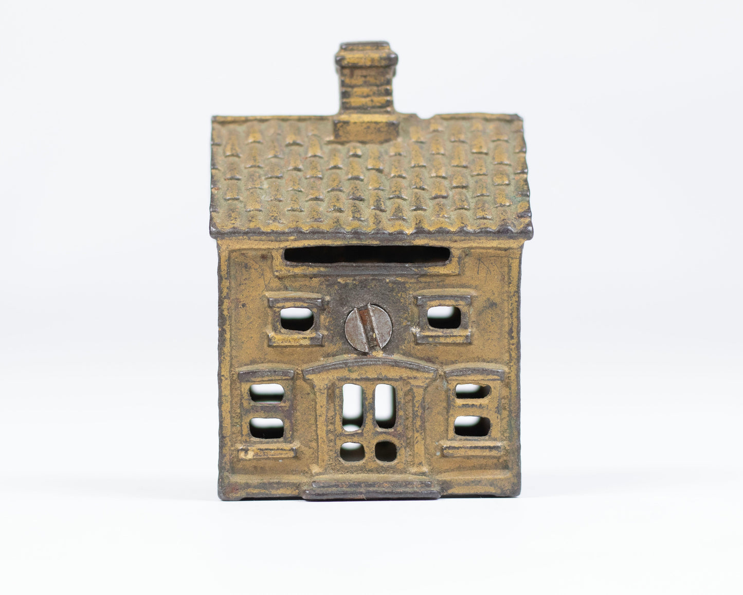 VINTAGE 1930S A.C. WILLIAMS CAST IRON COLONIAL HOME COIN BANK