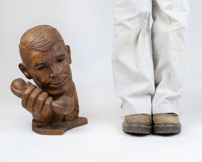 VINTAGE LIFE-SIZE "MAN WITH TELEPHONE" DISPLAY HEAD