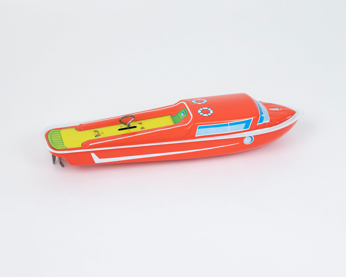 VINTAGE 1950S TIN BOAT WIND-UP TOY BY OHIO ART COMPANY
