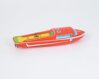 VINTAGE 1950S TIN BOAT WIND-UP TOY BY OHIO ART COMPANY