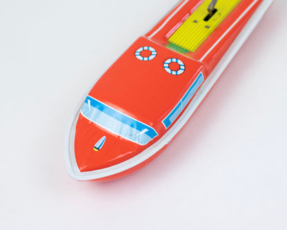 VINTAGE 1950S TIN BOAT WIND-UP TOY BY OHIO ART COMPANY
