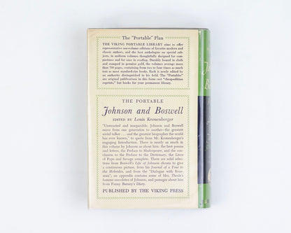 VINTAGE 1949 FIRST EDITION COPY OF "THE PORTABLE JOHNSON & BOSWELL" EDITED BY LOUIS KRONENBERGER