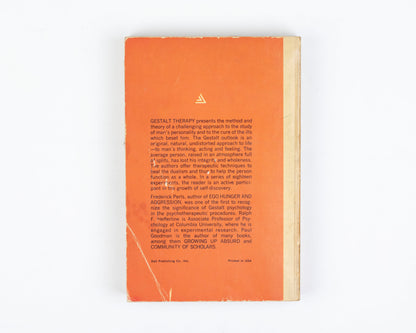 VINTAGE 1951 COPY OF "GESTALT THERAPY" BY FREDERICK PERLS, RALPH HEFFERLINE, AND PAUL GOODMAN
