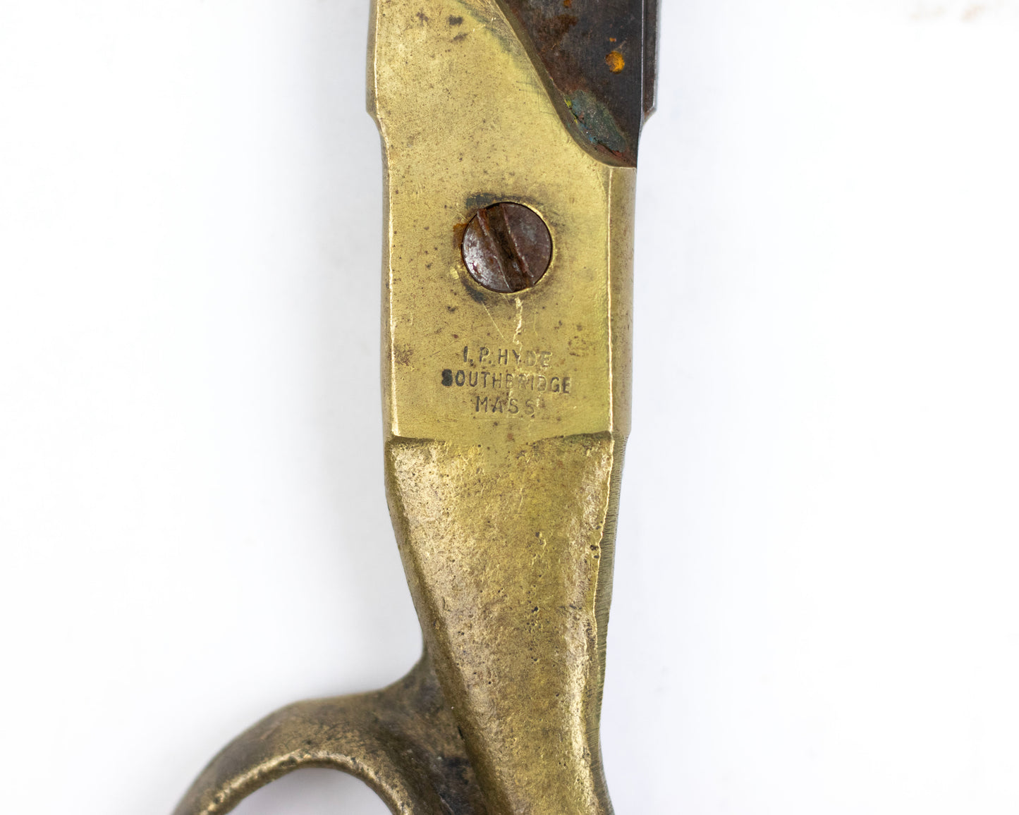 VINTAGE I.P. HYDE 12" BRASS-HANDLED SHEARS