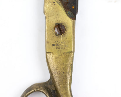 VINTAGE I.P. HYDE 12" BRASS-HANDLED SHEARS