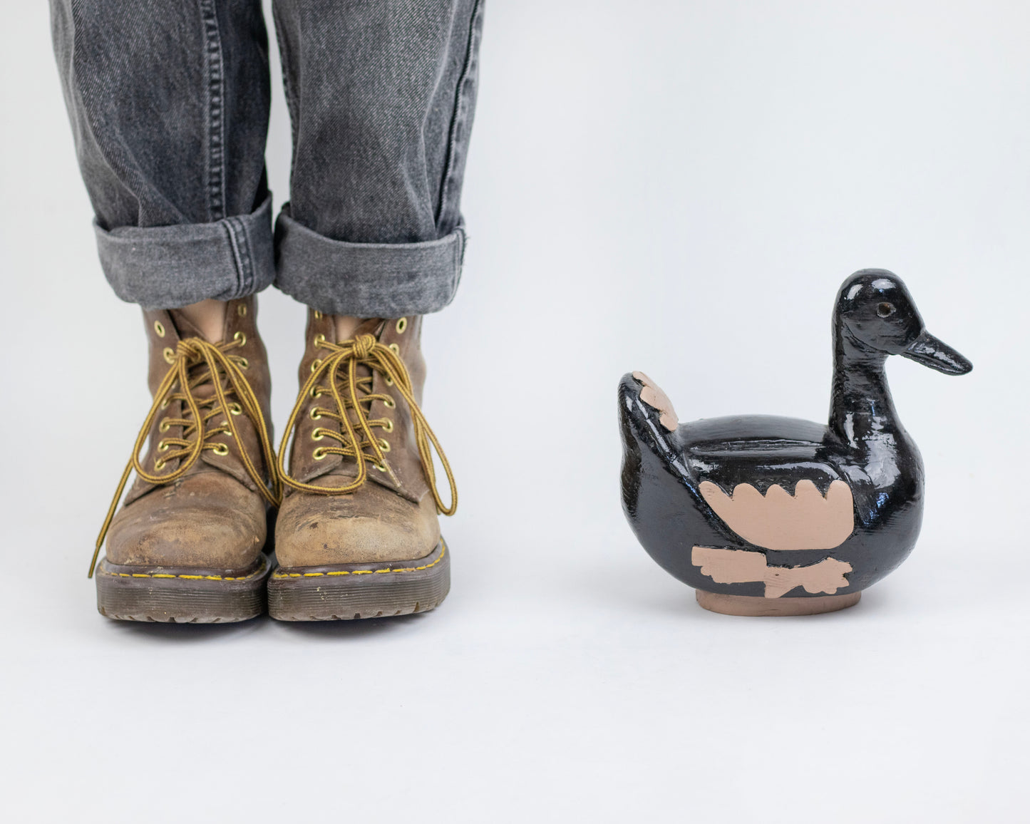 VINTAGE WOODEN DUCK FIGURINE