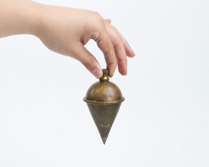 VINTAGE BRONZE PLUMB BOB WITH WOODEN CASE