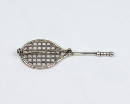VINTAGE STERLING SILVER TENNIS RACKET PIN