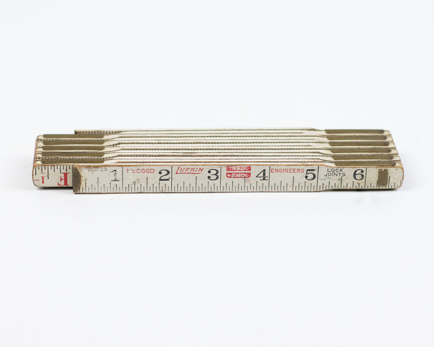 VINTAGE LUFKIN 6FT RED END RUGGED ENGINEERS FOLDING RULER