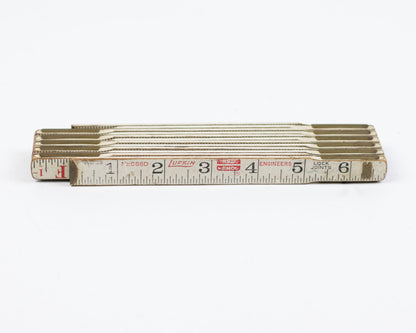 VINTAGE LUFKIN 6FT RED END RUGGED ENGINEERS FOLDING RULER