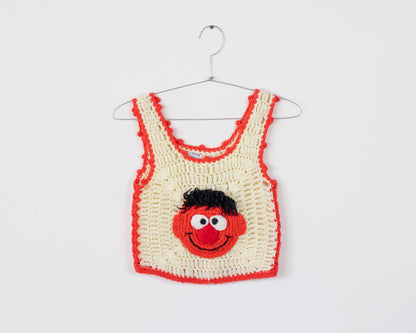 VINTAGE 1980S SESAME STREET CROCHET "ERNIE" VEST