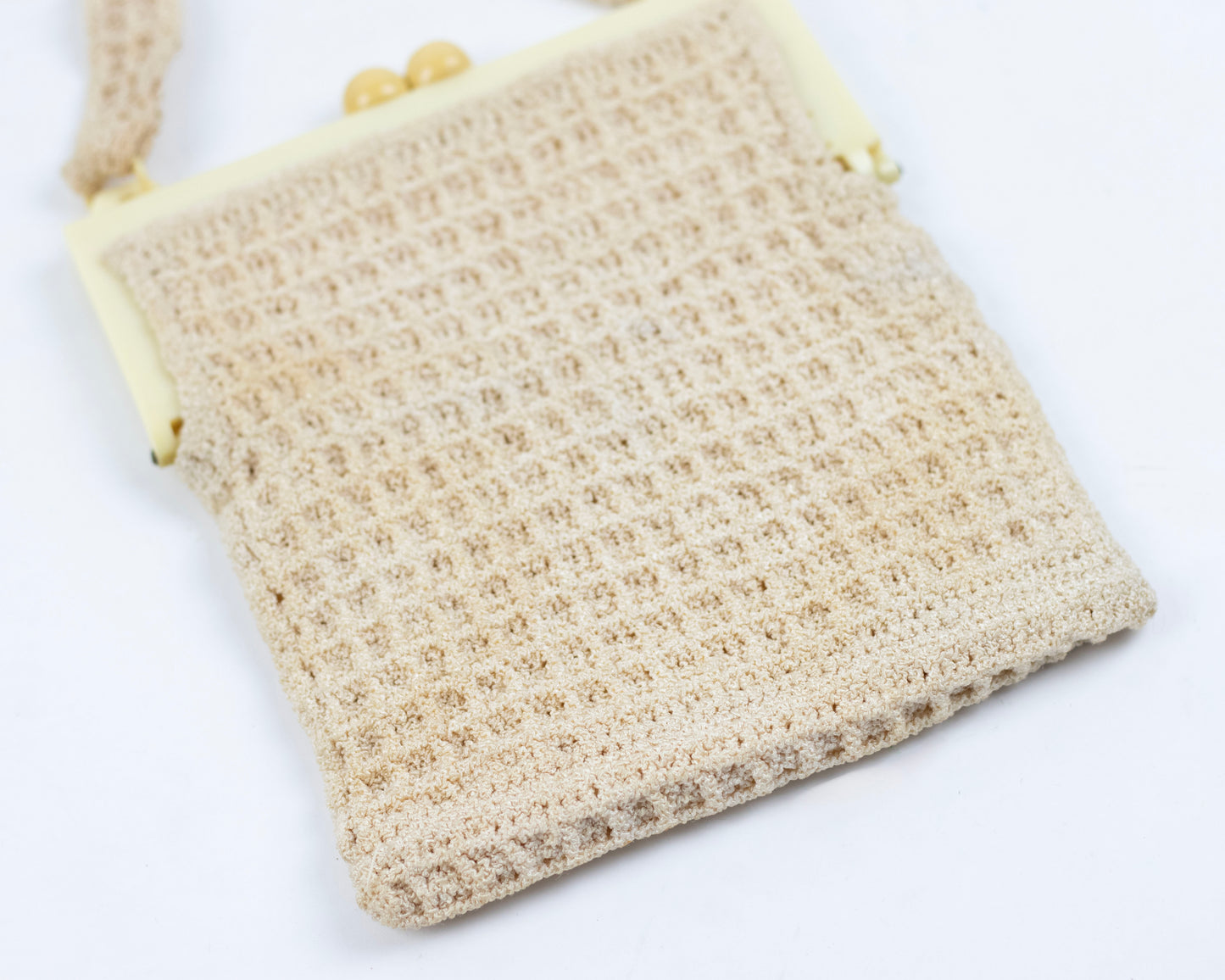 VINTAGE LACE KNIT PURSE WITH LEATHER CARDHOLDER