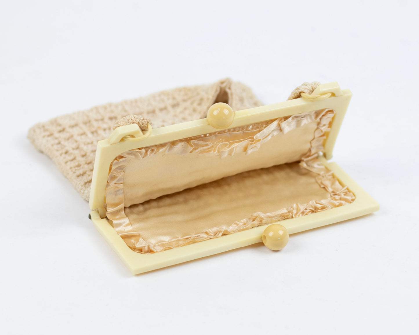 VINTAGE LACE KNIT PURSE WITH LEATHER CARDHOLDER