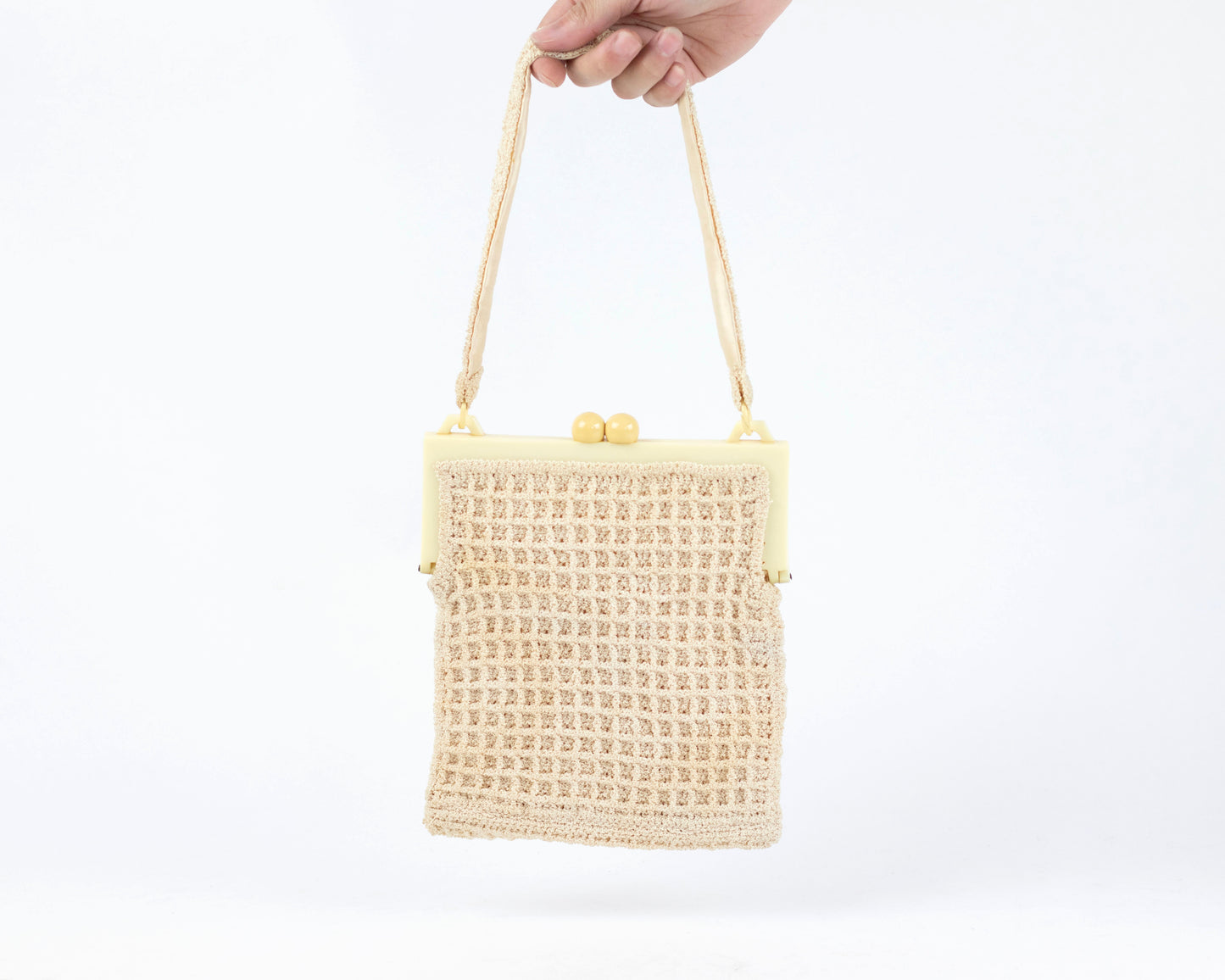 VINTAGE LACE KNIT PURSE WITH LEATHER CARDHOLDER