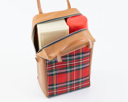 VINTAGE 1970S RED TARTAN THERMOS/KING-SEELEY PICNIC SET - 3 PCS