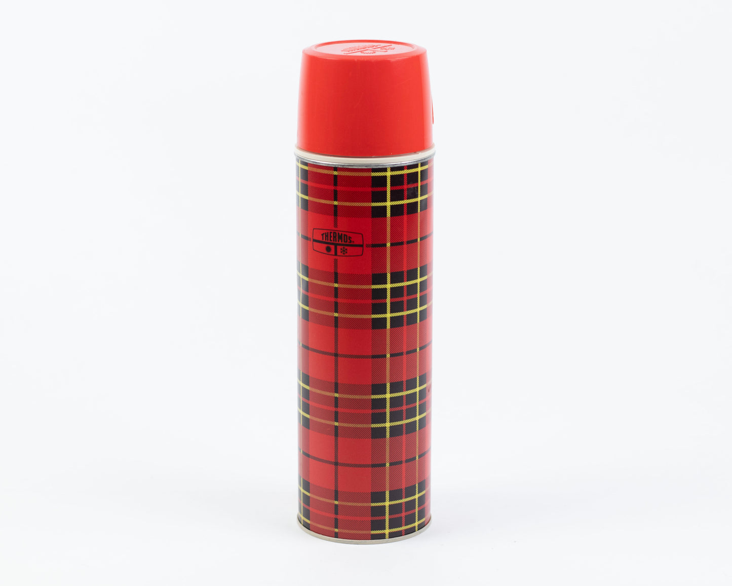VINTAGE 1970S RED TARTAN THERMOS/KING-SEELEY PICNIC SET - 3 PCS