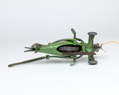 LARGE VINTAGE 1930S HUBLEY CAST IRON GRASSHOPPER ACTION PULL TOY