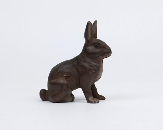 VINTAGE A.C. WILLIAMS CAST IRON RABBIT COIN BANK