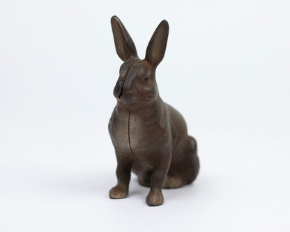 VINTAGE A.C. WILLIAMS CAST IRON RABBIT COIN BANK
