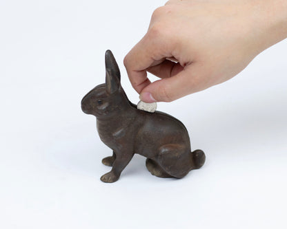 VINTAGE A.C. WILLIAMS CAST IRON RABBIT COIN BANK