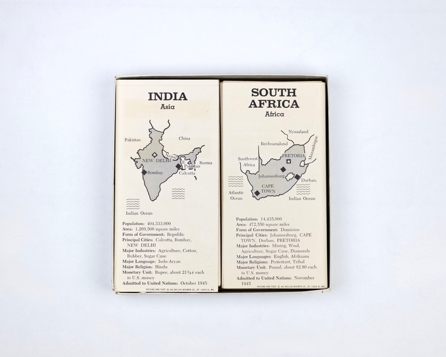 VINTAGE 1962 TEACH-ME ABOUT THE UNITED NATIONS FLASH CARDS