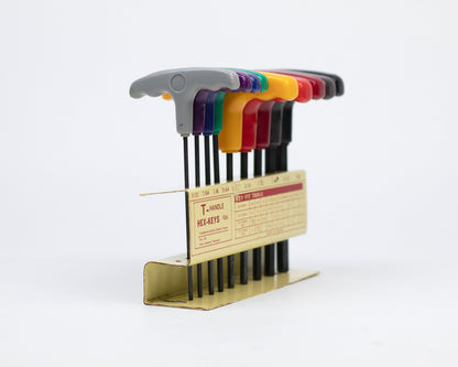 VINTAGE T-HANDLE HEX ALLEN WRENCH KEY SET WITH HOLDER