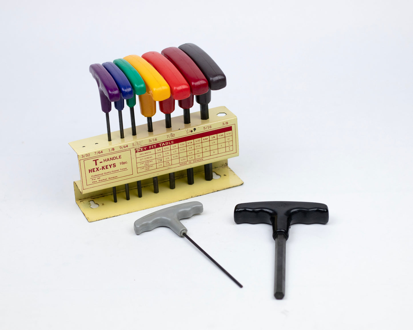 VINTAGE T-HANDLE HEX ALLEN WRENCH KEY SET WITH HOLDER