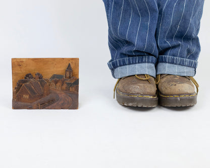 VINTAGE WWII WOODEN RELIEF CARVING BY BRITISH PRISONER OF WAR