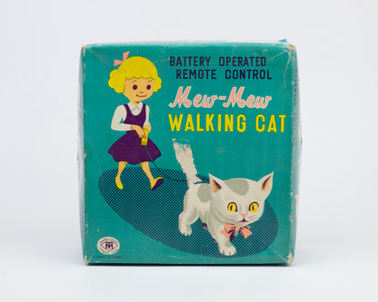 VINTAGE 1950S MEW-MEW WALKING CAT TOY WITH BOX